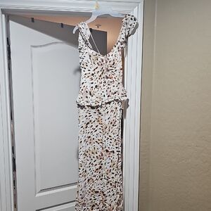 Sofia by Sofia Vergara White and Brown Maxi Dress